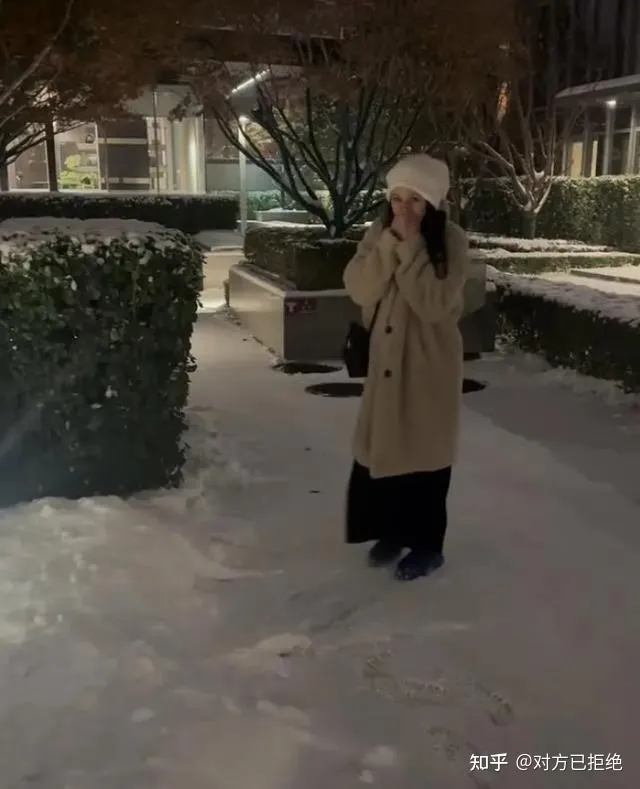 陈乔恩凌晨三点外出玩雪 陈乔恩与老公曾伟昌一同在雪地中玩耍