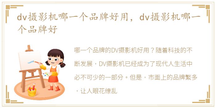 dv摄影机哪一个品牌好用，dv摄影机哪一个品牌好